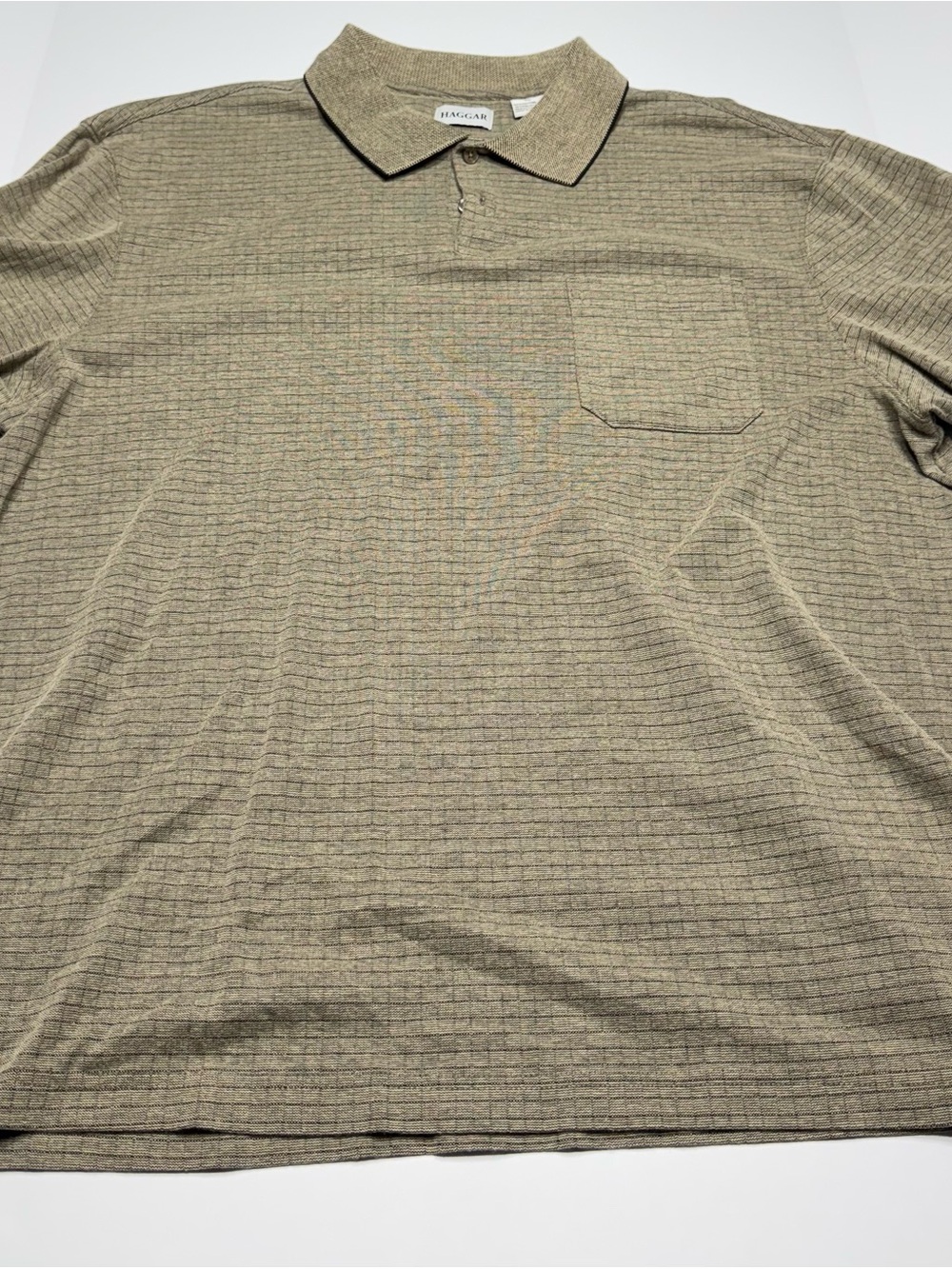 Haggar Olive Short-Sleeve Polo with Chest Pocket
